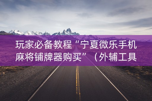 玩家必备教程“宁夏微乐手机麻将铺牌器购买”（外辅工具)