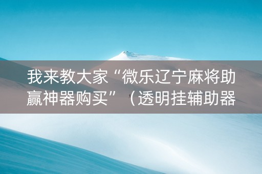 我来教大家“微乐辽宁麻将助赢神器购买”（透明挂辅助器)