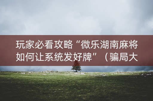 玩家必看攻略“微乐湖南麻将如何让系统发好牌”（骗局大揭秘)