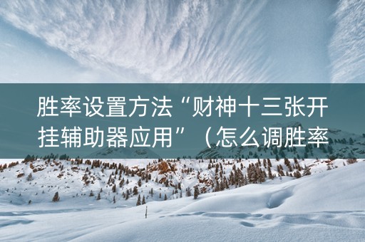 胜率设置方法“财神十三张开挂辅助器应用”（怎么调胜率)