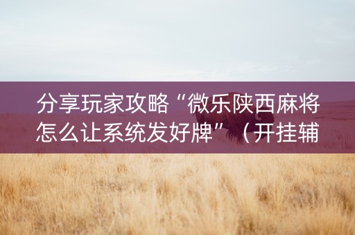 分享玩家攻略“微乐陕西麻将怎么让系统发好牌”（开挂辅助脚本)