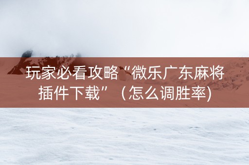 玩家必看攻略“微乐广东麻将插件下载”（怎么调胜率)