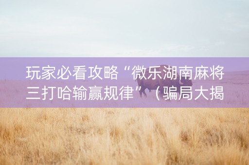 玩家必看攻略“微乐湖南麻将三打哈输赢规律”（骗局大揭秘)