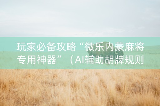玩家必备攻略“微乐内蒙麻将专用神器”（AI辅助胡牌规则)