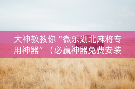 大神教教你“微乐湖北麻将专用神器”（必赢神器免费安装)