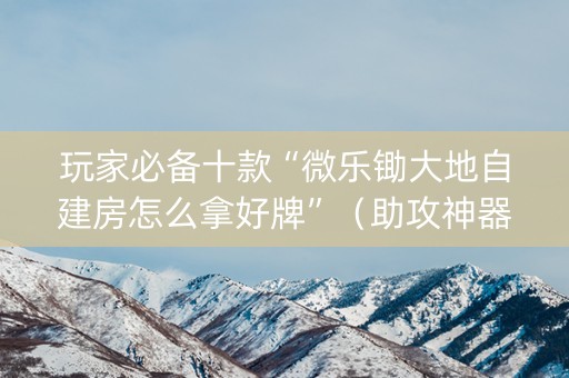 玩家必备十款“微乐锄大地自建房怎么拿好牌”（助攻神器)