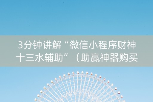 3分钟讲解“微信小程序财神十三水辅助”（助赢神器购买)