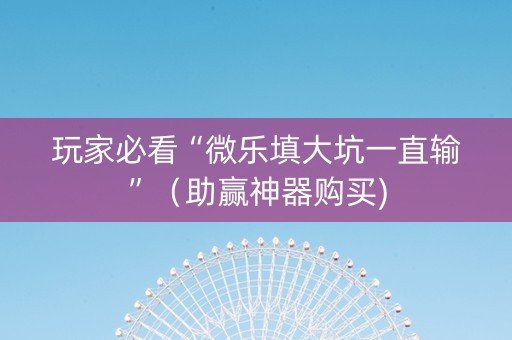 玩家必看“微乐填大坑一直输”（助赢神器购买)