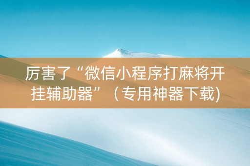 厉害了“微信小程序打麻将开挂辅助器”（专用神器下载)