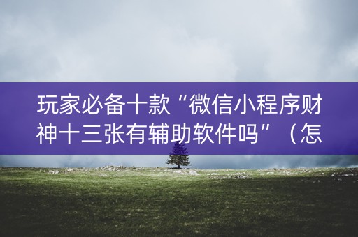 玩家必备十款“微信小程序财神十三张有辅助软件吗”（怎么设置才能赢)