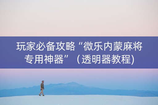 玩家必备攻略“微乐内蒙麻将专用神器”（透明器教程)