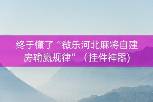 终于懂了“微乐河北麻将自建房输赢规律”（挂件神器)