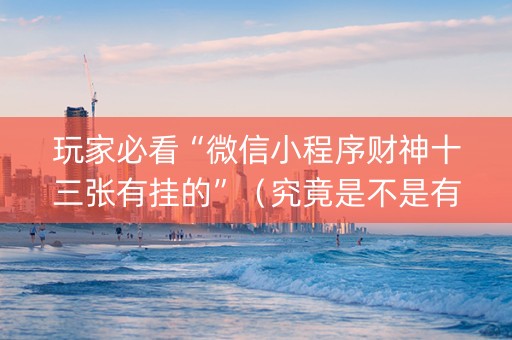 玩家必看“微信小程序财神十三张有挂的”（究竟是不是有挂)