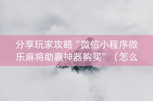 分享玩家攻略“微信小程序微乐麻将助赢神器购买”（怎么能让牌好一点)