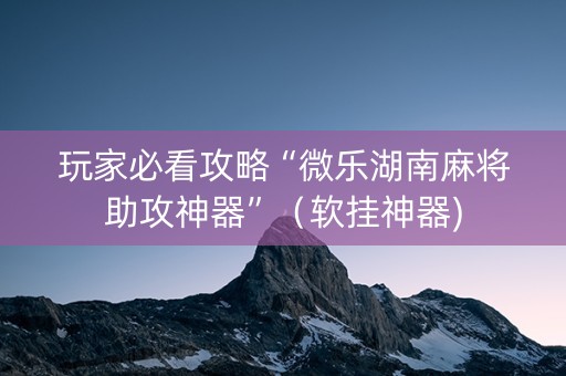 玩家必看攻略“微乐湖南麻将助攻神器”（软挂神器)