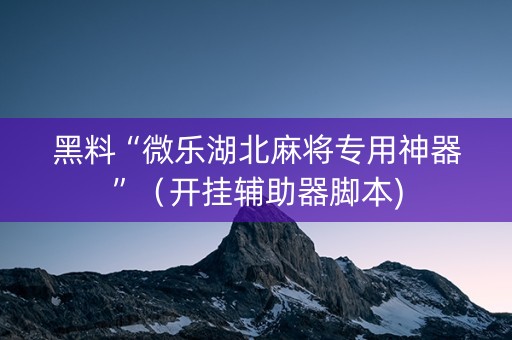 黑料“微乐湖北麻将专用神器”（开挂辅助器脚本)