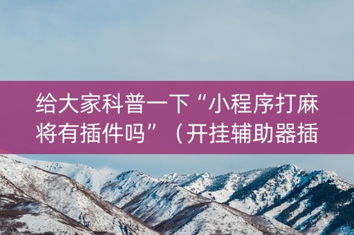 给大家科普一下“小程序打麻将有插件吗”（开挂辅助器插件)