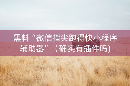 黑料“微信指尖跑得快小程序辅助器”（确实有插件吗)