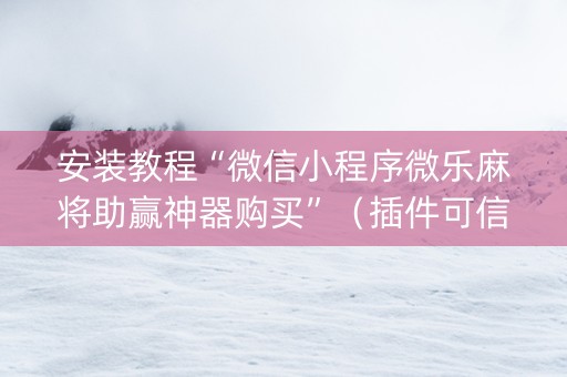 安装教程“微信小程序微乐麻将助赢神器购买”（插件可信吗)