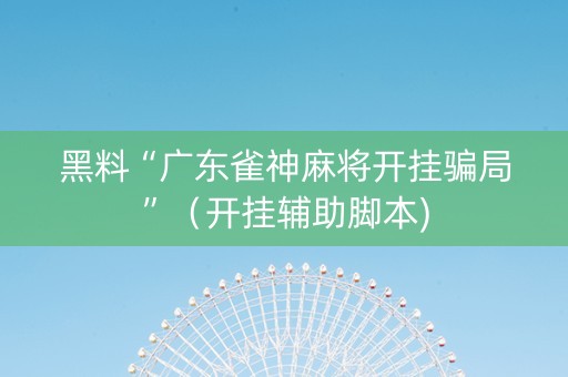 黑料“广东雀神麻将开挂骗局”（开挂辅助脚本)