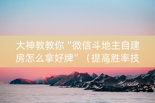 大神教教你“微信斗地主自建房怎么拿好牌”（提高胜率技巧)