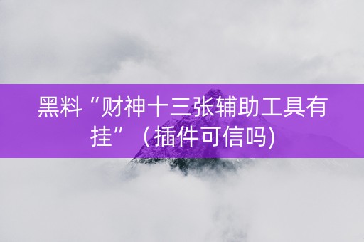 黑料“财神十三张辅助工具有挂”（插件可信吗)