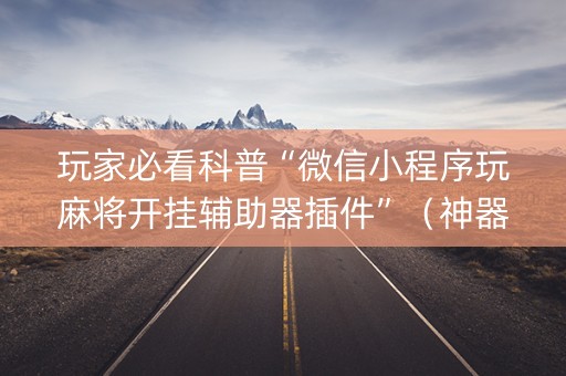 玩家必看科普“微信小程序玩麻将开挂辅助器插件”（神器最新免费)