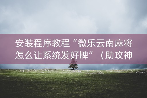 安装程序教程“微乐云南麻将怎么让系统发好牌”（助攻神器)