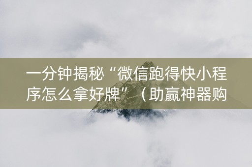 一分钟揭秘“微信跑得快小程序怎么拿好牌”（助赢神器购买)