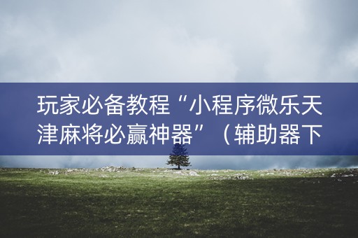 玩家必备教程“小程序微乐天津麻将必赢神器”（辅助器下载)