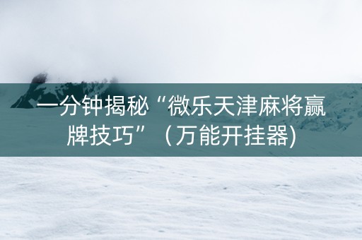 一分钟揭秘“微乐天津麻将赢牌技巧”（万能开挂器)