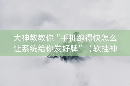大神教教你“手机跑得快怎么让系统给你发好牌”（软挂神器)