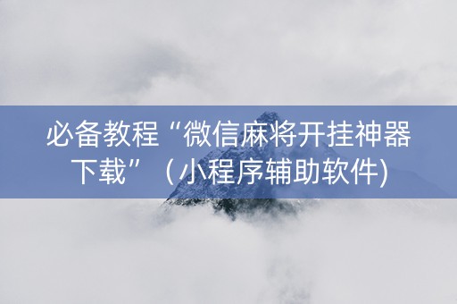 必备教程“微信麻将开挂神器下载”（小程序辅助软件)
