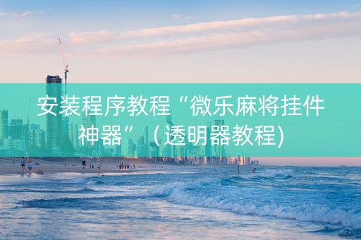 安装程序教程“微乐麻将挂件神器”（透明器教程)