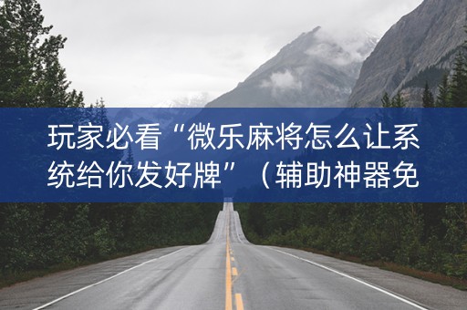 玩家必看“微乐麻将怎么让系统给你发好牌”（辅助神器免费)