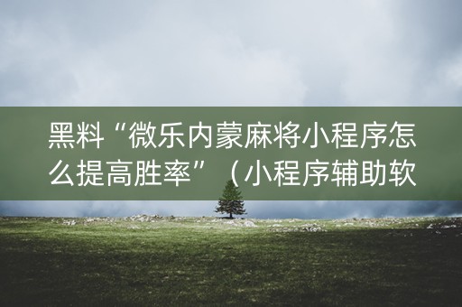 黑料“微乐内蒙麻将小程序怎么提高胜率”（小程序辅助软件)