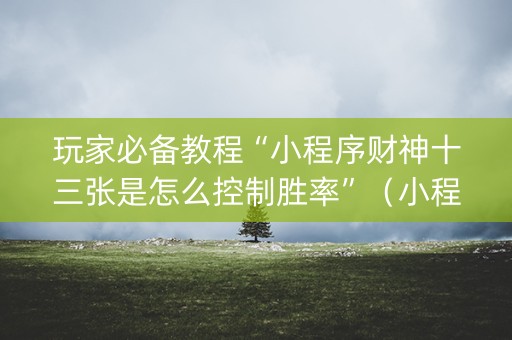 玩家必备教程“小程序财神十三张是怎么控制胜率”（小程序辅助软件)