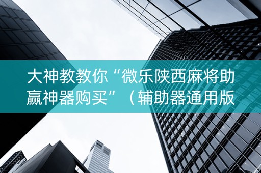 大神教教你“微乐陕西麻将助赢神器购买”（辅助器通用版)