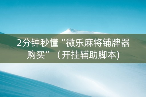 2分钟秒懂“微乐麻将铺牌器购买”（开挂辅助脚本)