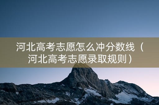 河北高考志愿怎么冲分数线（河北高考志愿录取规则）