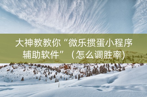 大神教教你“微乐掼蛋小程序辅助软件”（怎么调胜率)