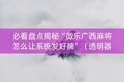 必看盘点揭秘“微乐广西麻将怎么让系统发好牌”（透明器教程)