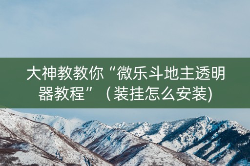 大神教教你“微乐斗地主透明器教程”（装挂怎么安装)