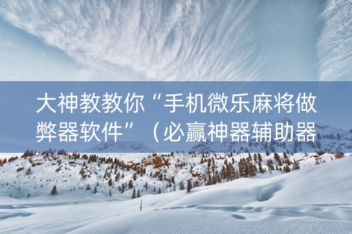 大神教教你“手机微乐麻将做弊器软件”（必赢神器辅助器)