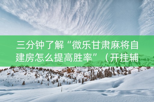 三分钟了解“微乐甘肃麻将自建房怎么提高胜率”（开挂辅助插件)