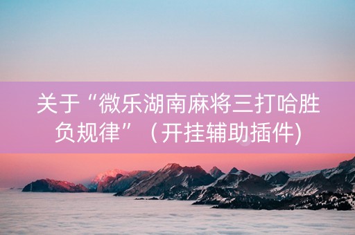 关于“微乐湖南麻将三打哈胜负规律”（开挂辅助插件)