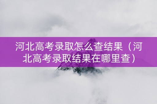 河北高考录取怎么查结果（河北高考录取结果在哪里查）