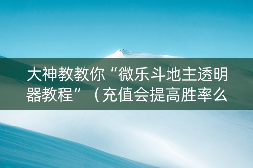 大神教教你“微乐斗地主透明器教程”（充值会提高胜率么)