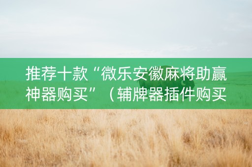 推荐十款“微乐安徽麻将助赢神器购买”（辅牌器插件购买)