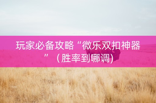 玩家必备攻略“微乐双扣神器”（胜率到哪调)